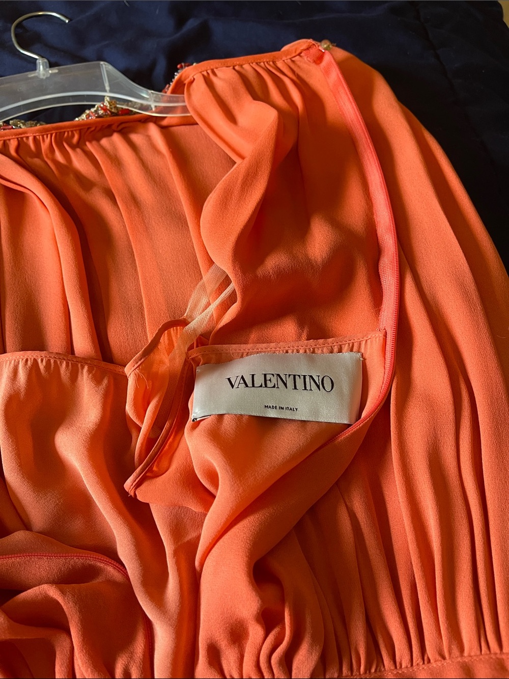 Valentino Coral Pink Jeweled Neckline Chiffon Dress - Picture 3 of 3